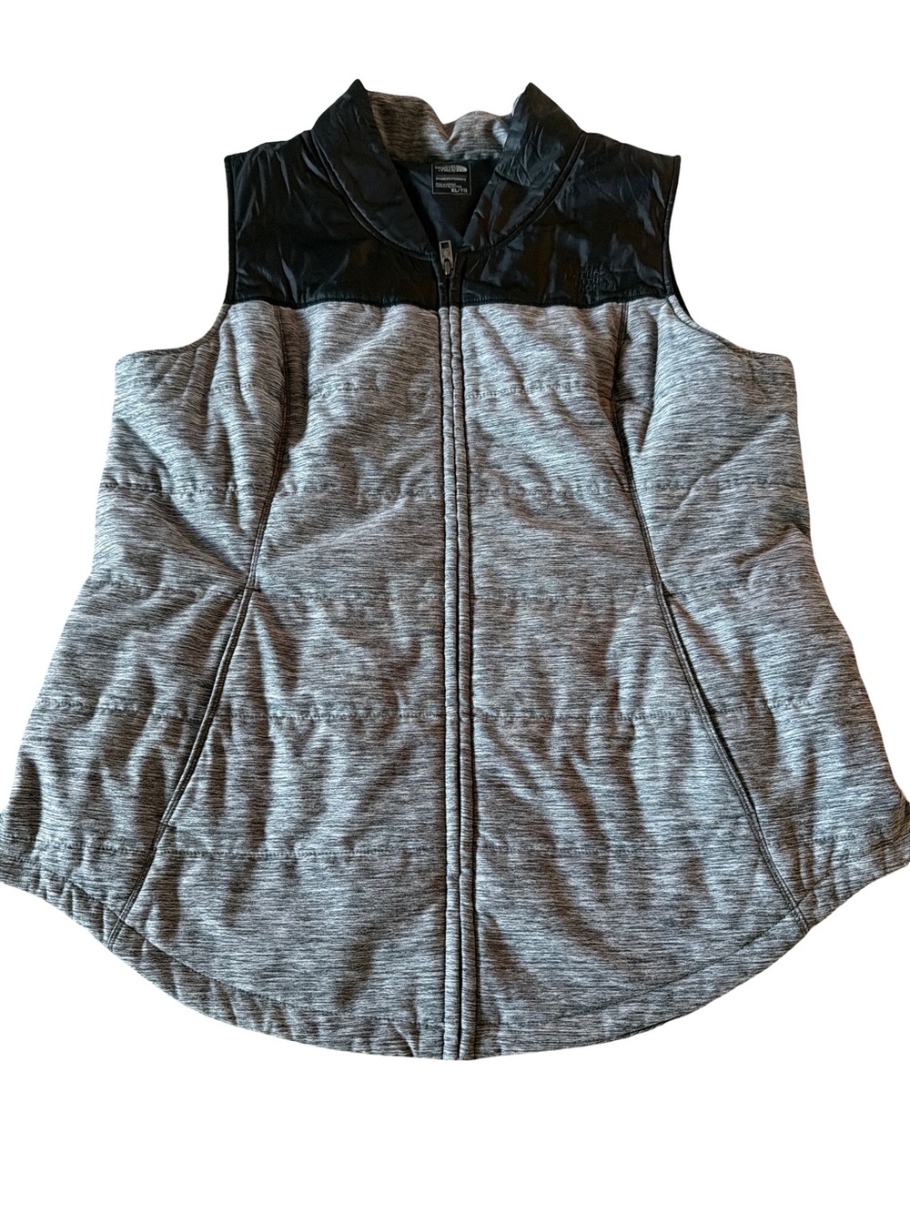 The North Face Women's Grey Quilted Vest with Black Yoke
